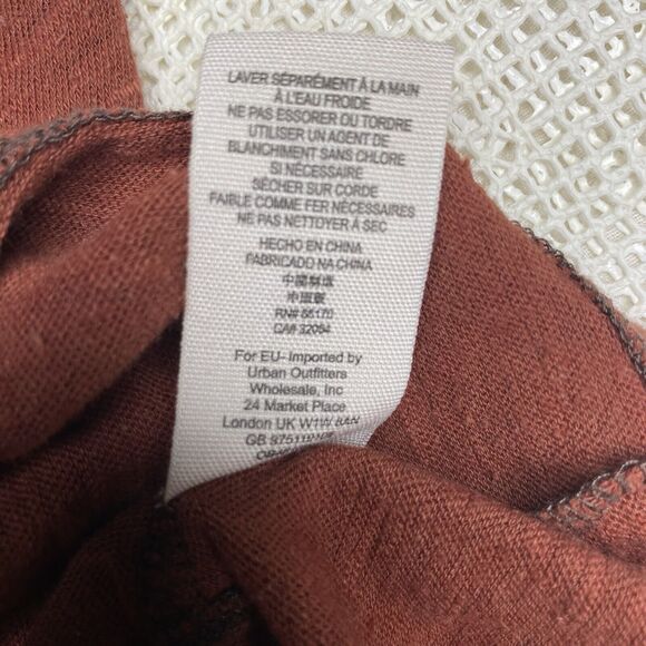 WE THE FREE Button-Down Shirt Linen Cotton Semi Sheer Stretch Womens XS Rust - Picture 9 of 9